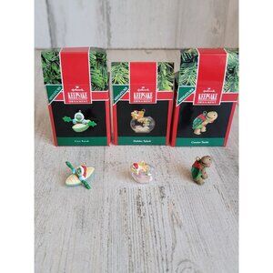 Hallmark miniature turtle fish ornament Xmas set